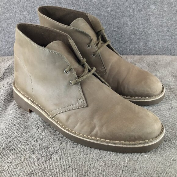 Clarks Bushacre Desert Distressed Chukka Boots Mens Sz 12M Greige - Picture 3 of 11